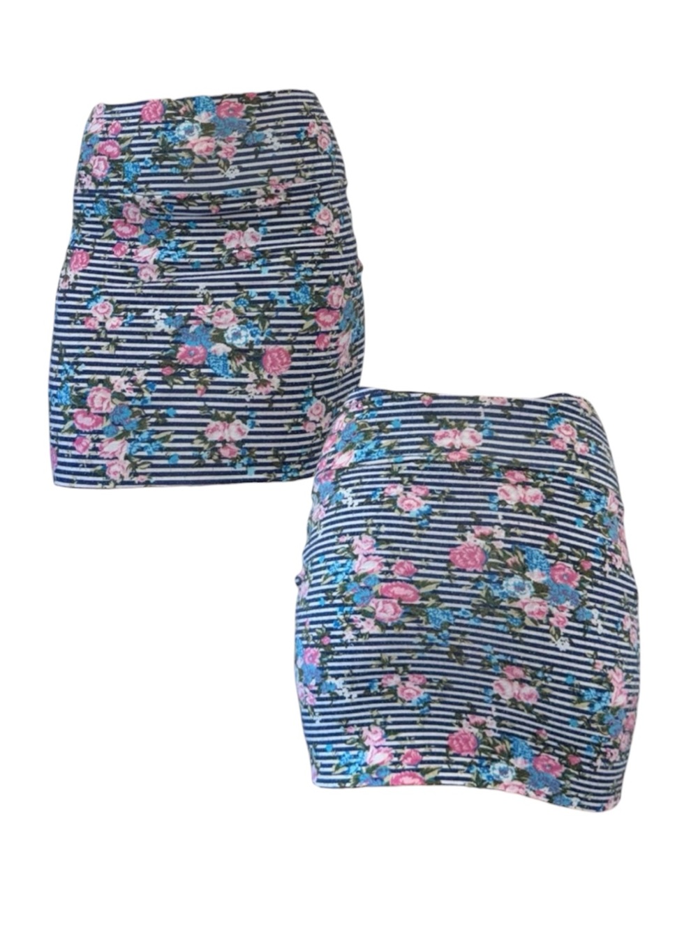 Floral Striped Bodycon Skirt